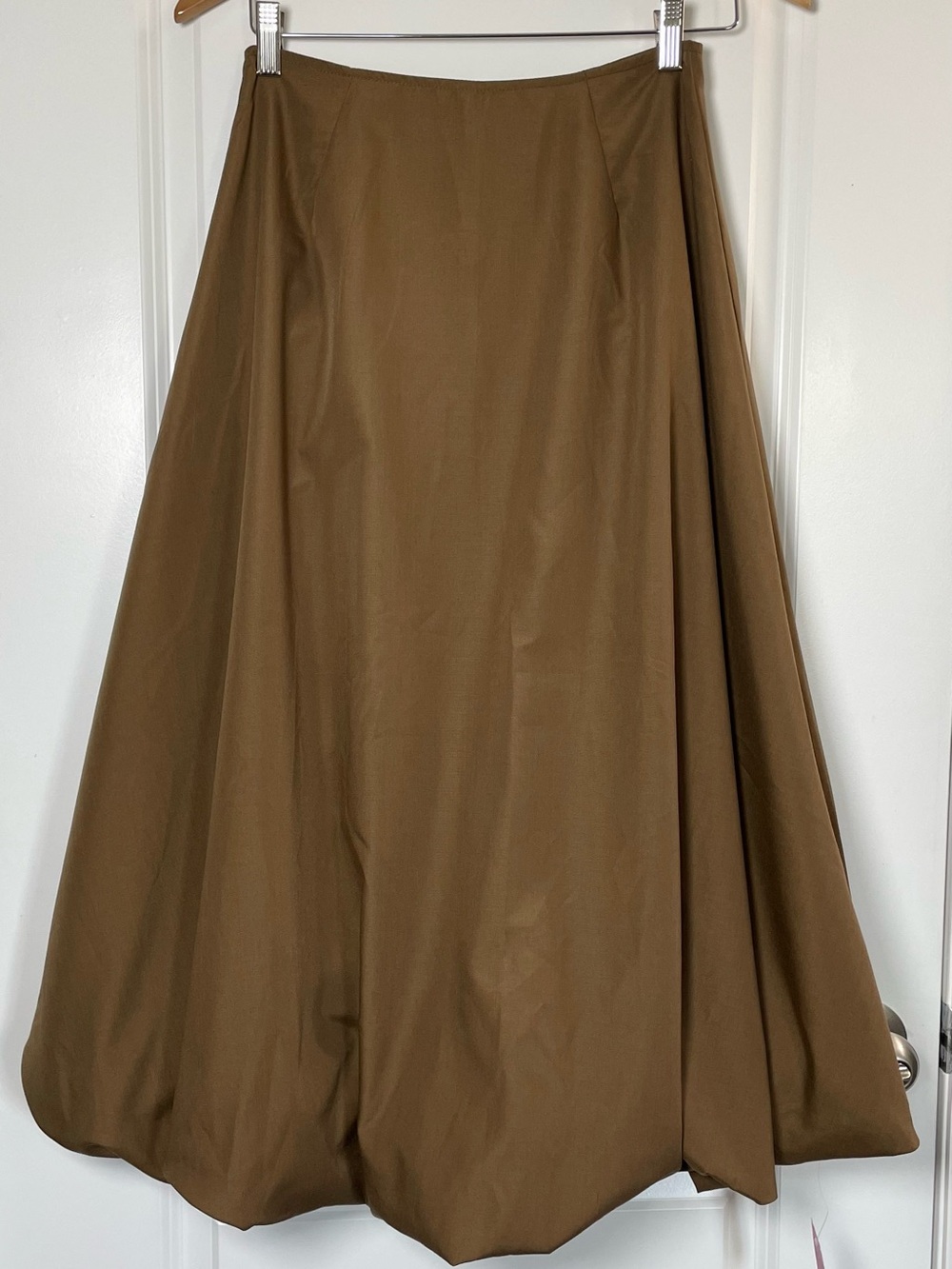 PrettyLittleThing Brown Balloon Midi Skirt High Waist Bubble Hem XS NWT - Picture 2 of 15